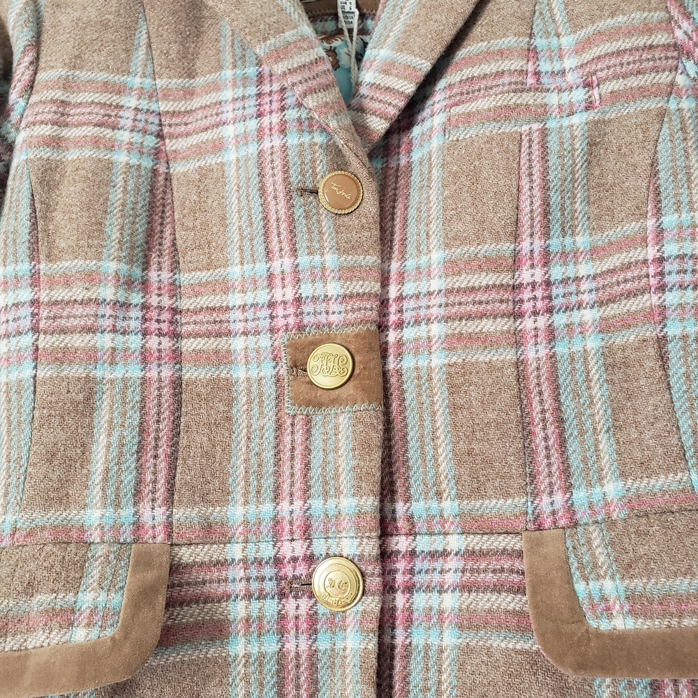 Joules Wiscombe Handwoven Irish Wool Plaid Tweed Jacket 6 NWT Countryside Smythe - Picture 5 of 10